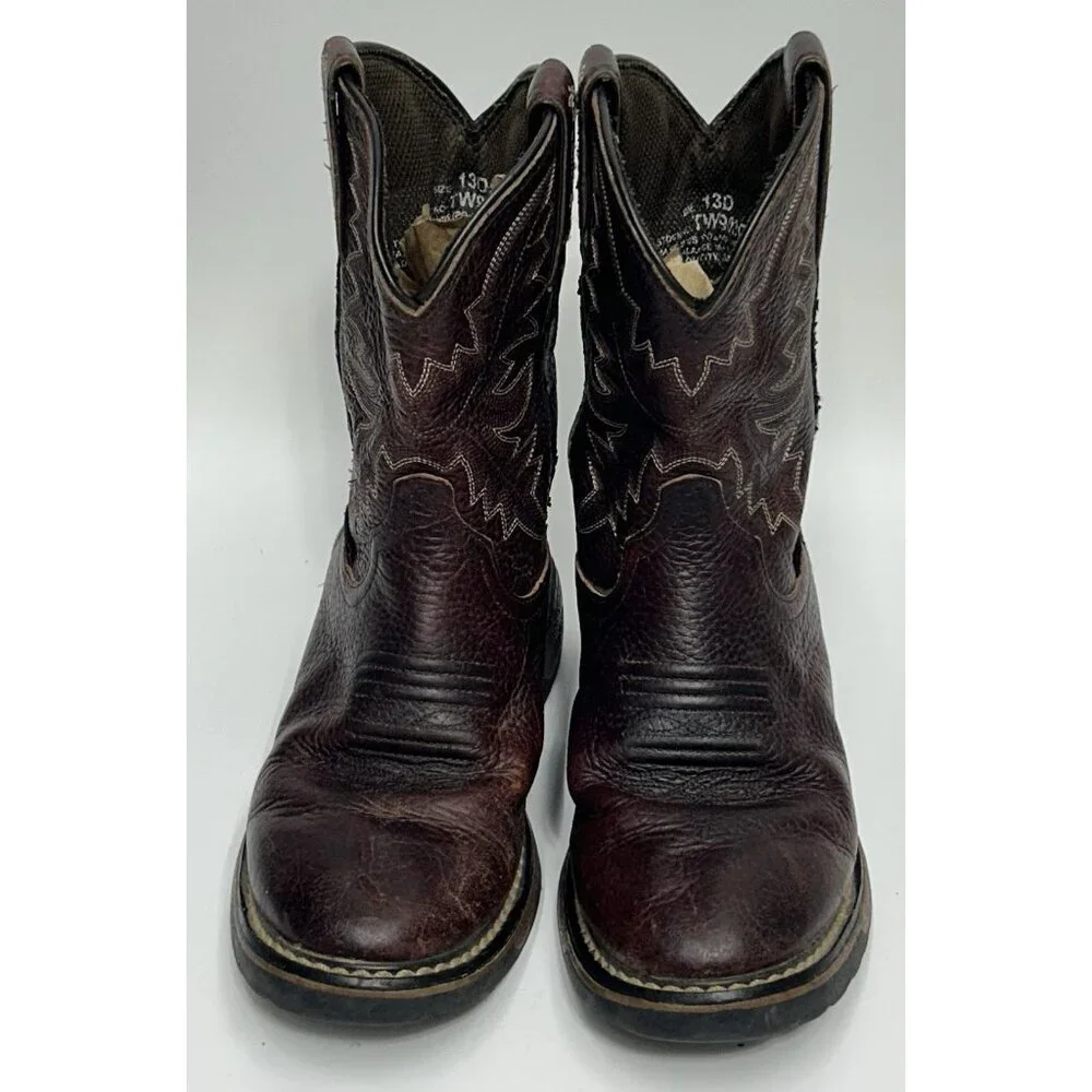 Tony Lama Westen Cowboy Boot Kids Size 13D Brown Leather Rodeo Country Farm Work